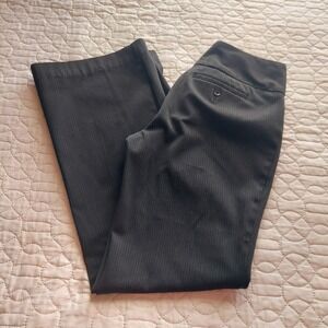 Express Editor Black Pinstripe Wide Leg Dress Pants Size 6 Stretch Mid Rise